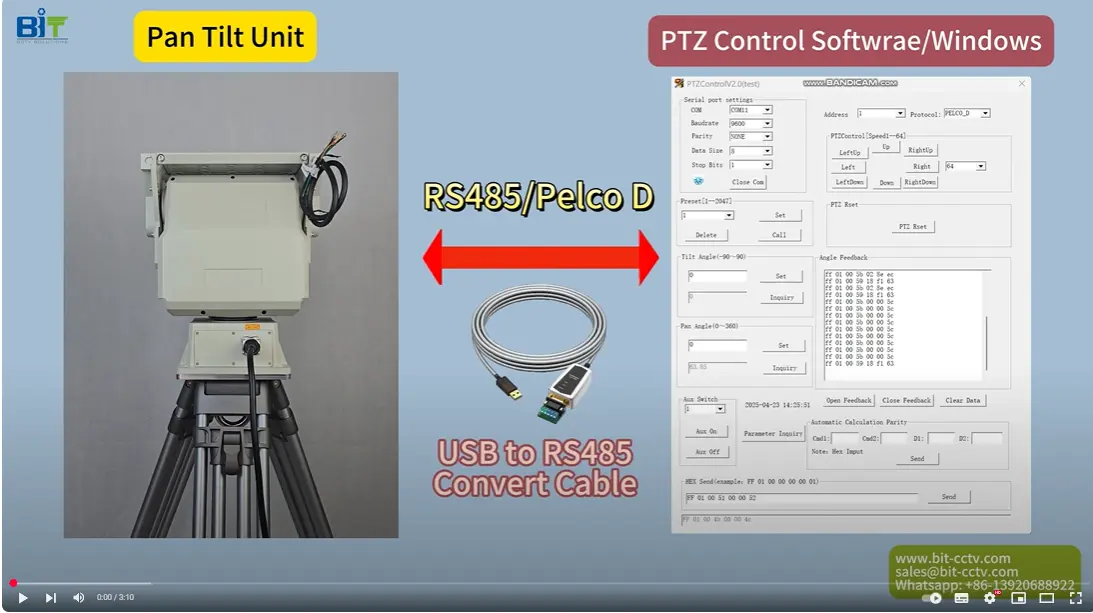Cómo controlar un posicionador de inclinación panorámica BIT-CCTV a través de RS485 desde un software de Windows